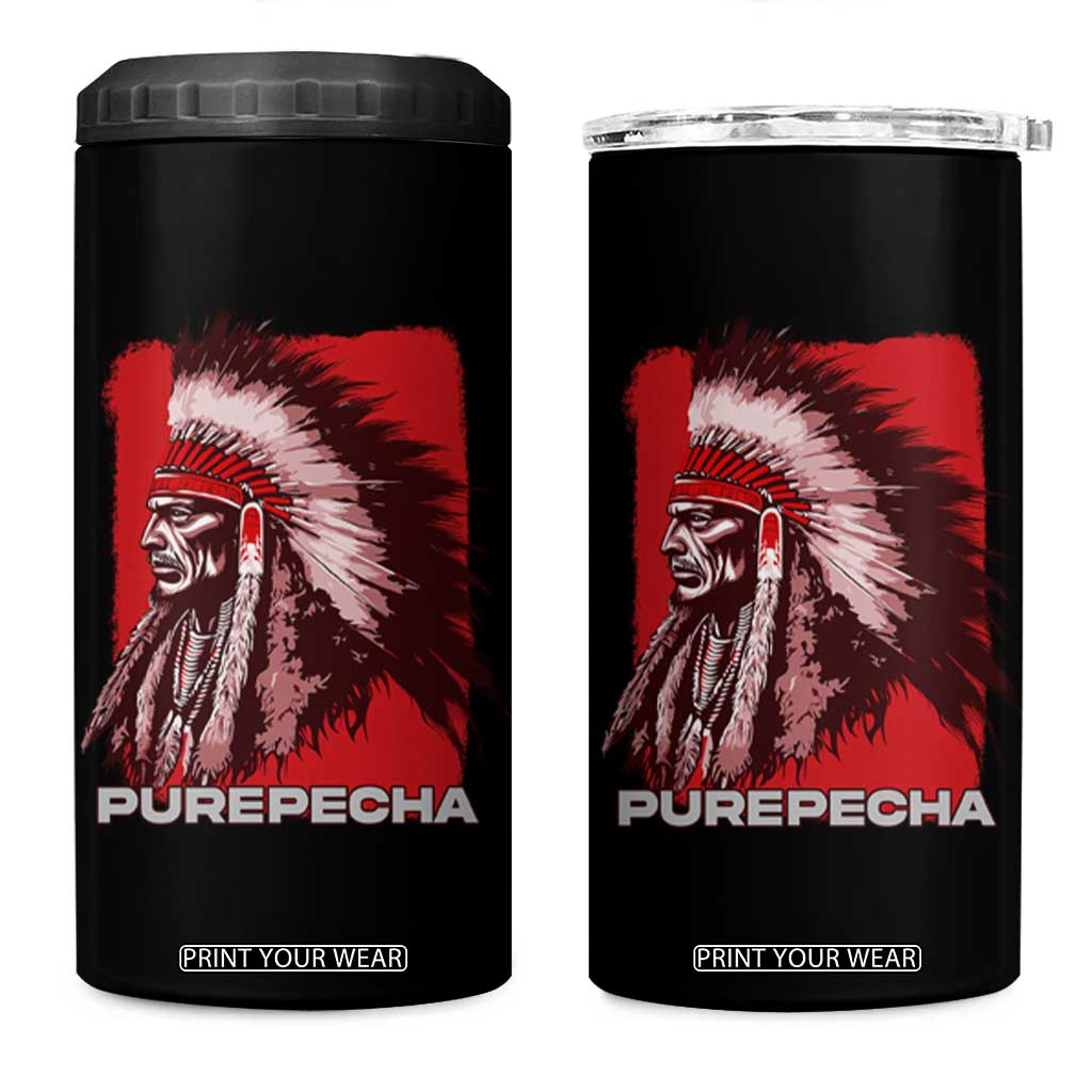 Mexican Indian Purepecha 4 in 1 Can Cooler Tumbler Mexico Indigenous Proud Chief Vintage TS09 One Size: 16 oz Black Print Your Wear