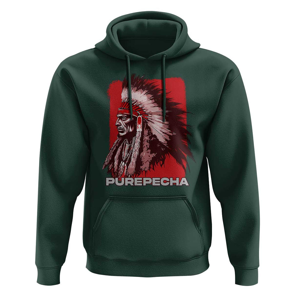 Mexican Indian Purepecha Hoodie Mexico Indigenous Proud Chief Vintage TS09 Dark Forest Green Print Your Wear