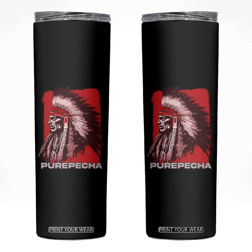 Mexican Indian Purepecha Skinny Tumbler Mexico Indigenous Proud Chief Vintage TS09 Black Print Your Wear