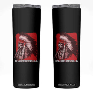 Mexican Indian Purepecha Skinny Tumbler Mexico Indigenous Proud Chief Vintage TS09 Black Print Your Wear