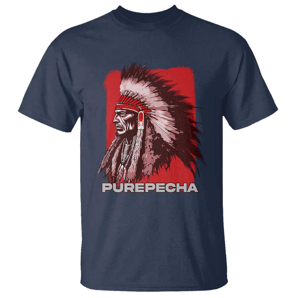 Mexican Indian Purepecha T Shirt - Mexico Indigenous Proud Chief Vintage Heritage Tee TS09 Navy Print Your Wear
