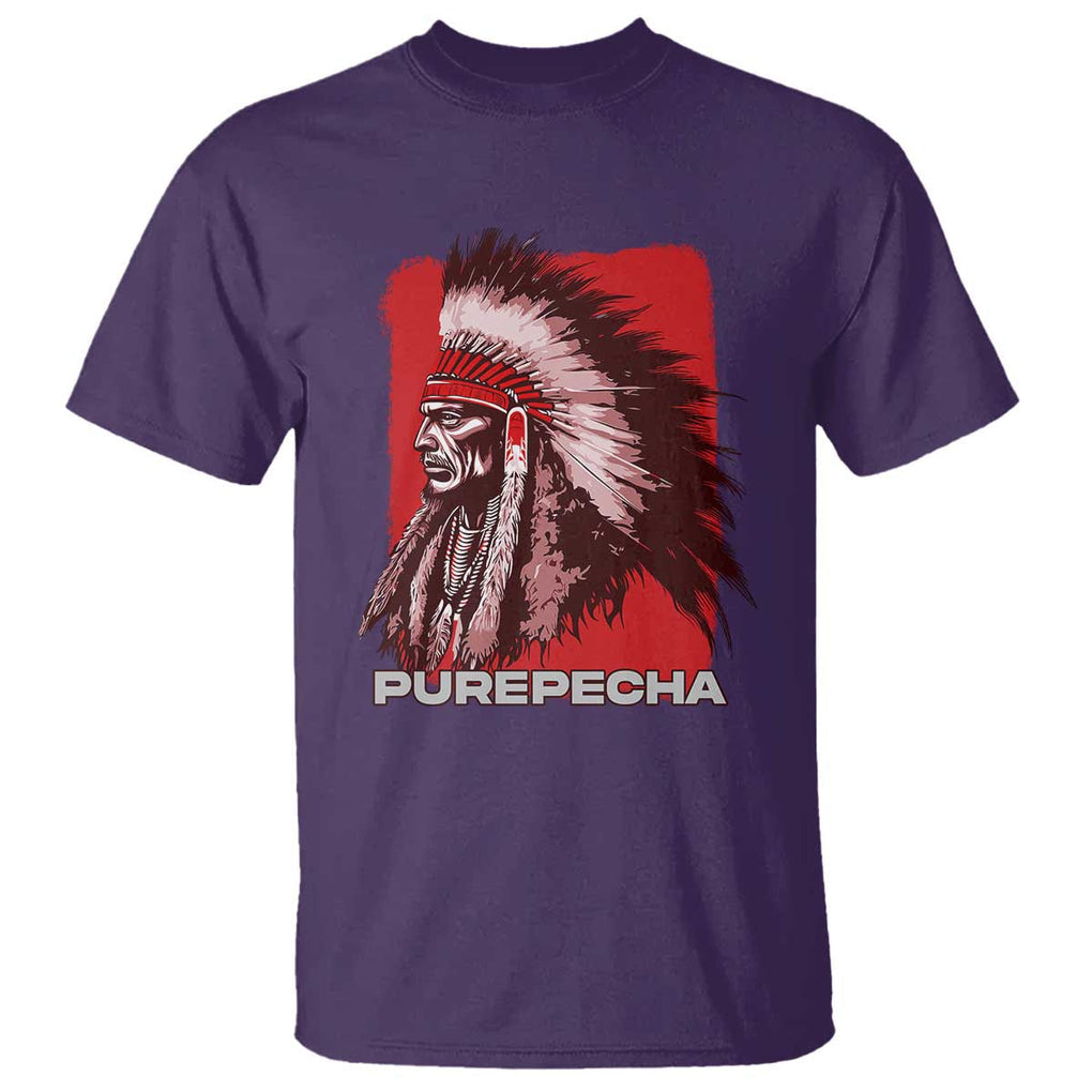 Mexican Indian Purepecha T Shirt - Mexico Indigenous Proud Chief Vintage Heritage Tee TS09 Purple Print Your Wear