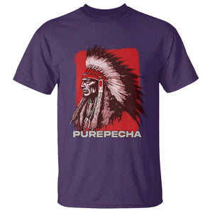 Mexican Indian Purepecha T Shirt - Mexico Indigenous Proud Chief Vintage Heritage Tee TS09 Purple Print Your Wear