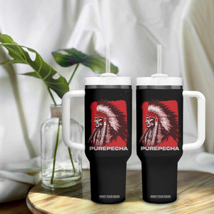 Mexican Indian Purepecha Tumbler With Handle Mexico Indigenous Proud Chief Vintage TS09 Print Your Wear