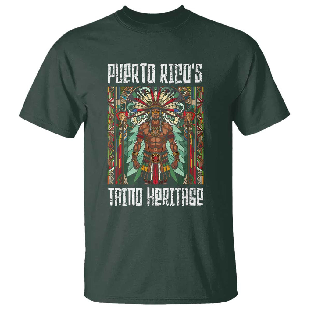 Puerto Rico Taino Heritage T Shirt - Indigenous Warrior TS09 Dark Forest Green Print Your Wear