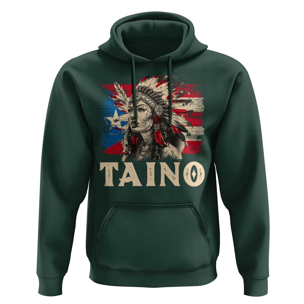 Puerto Rican Taino Hoodie Indigenous Woman Warrior TS09 Dark Forest Green Print Your Wear