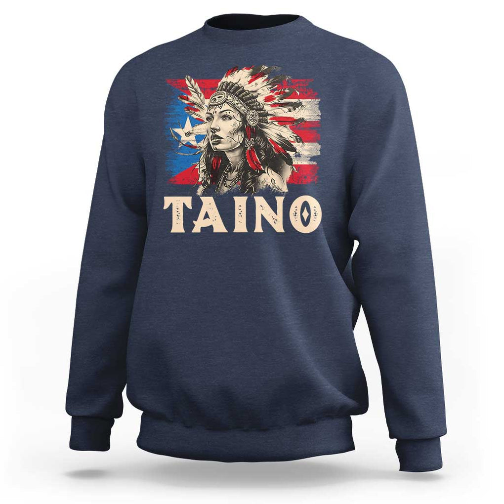 Puerto Rican Taino Sweatshirt Indigenous Woman Warrior TS09 Navy Print Your Wear