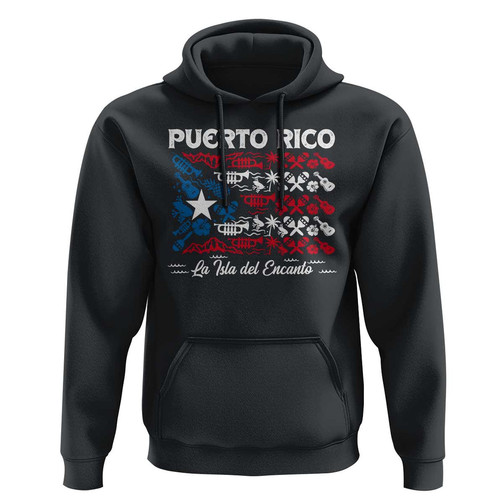 Puerto Rico La Isla Del Encanto Hoodie Puerto Rican Flag TS09 Black Print Your Wear