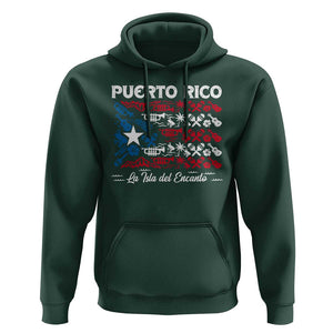 Puerto Rico La Isla Del Encanto Hoodie Puerto Rican Flag TS09 Dark Forest Green Print Your Wear