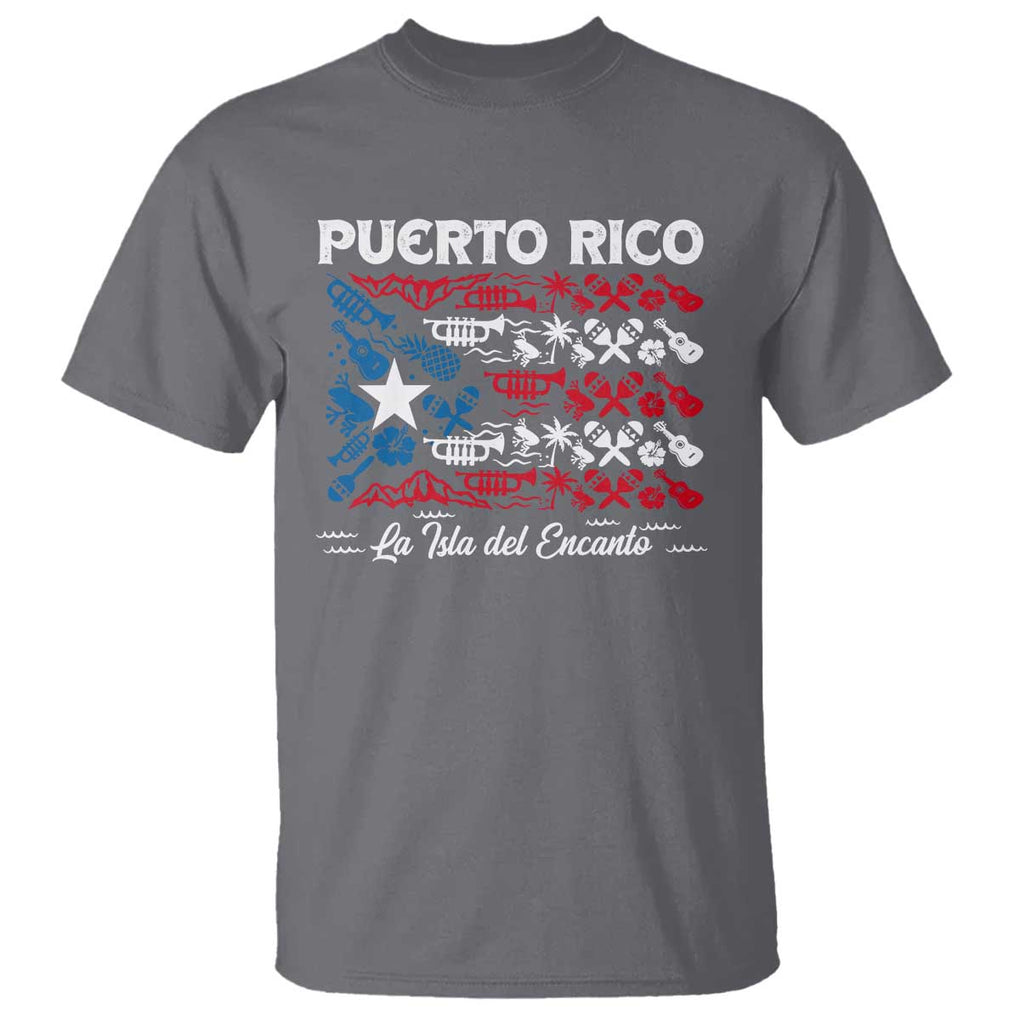 Puerto Rico La Isla Del Encanto T Shirt Puerto Rican Flag TS09 Charcoal Print Your Wear