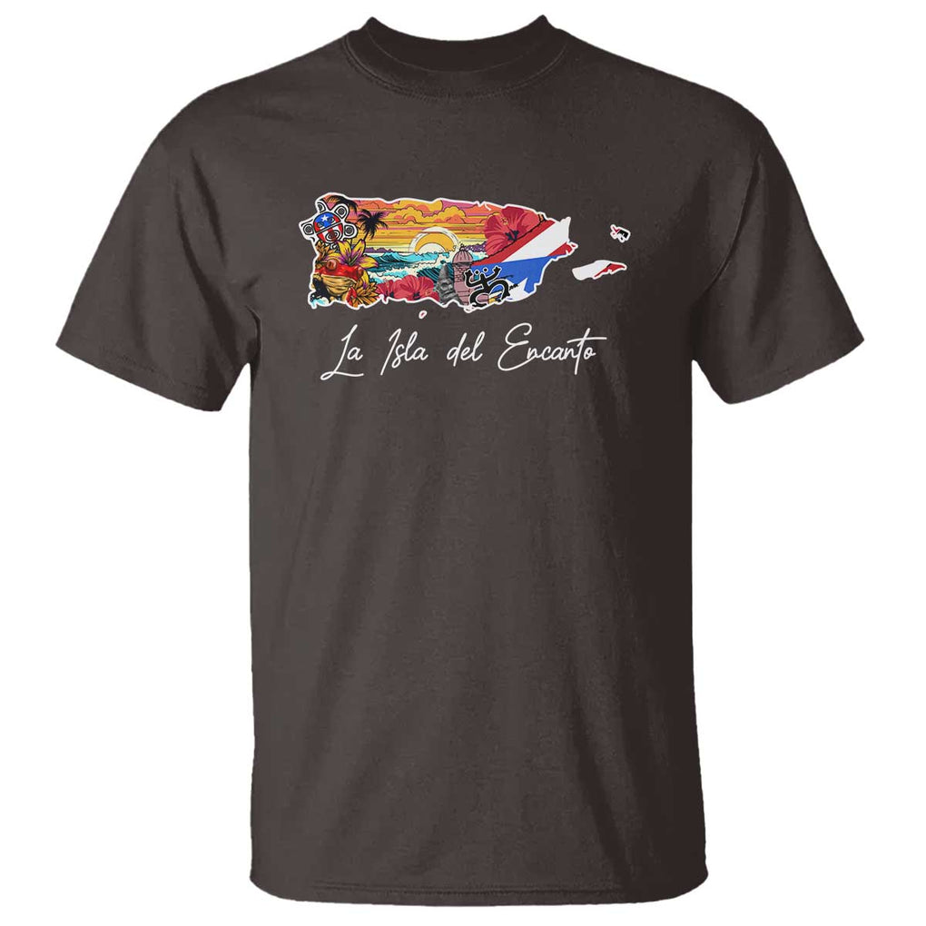 Puerto Rican T Shirt La Isla Del Encanto Puerto Rico TS09 Dark Chocolate Print Your Wear