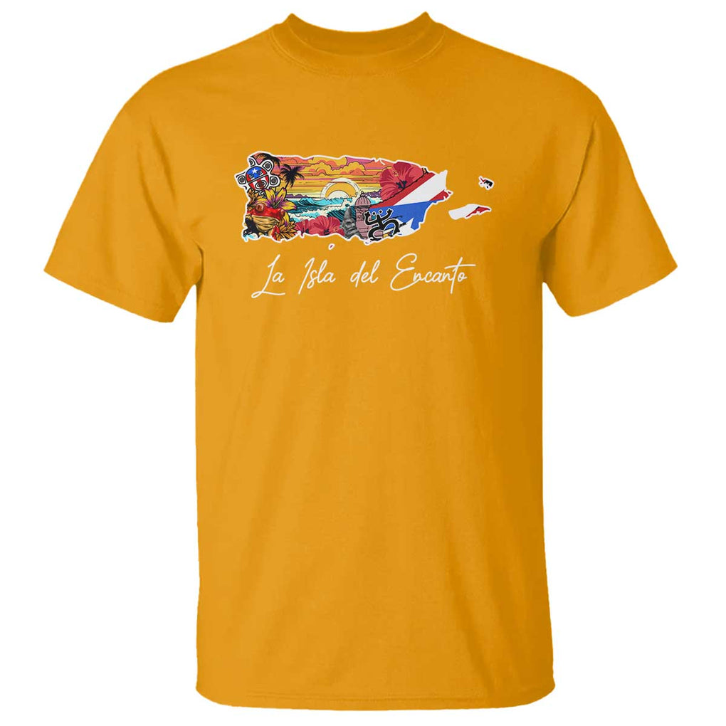 Puerto Rican T Shirt La Isla Del Encanto Puerto Rico TS09 Gold Print Your Wear