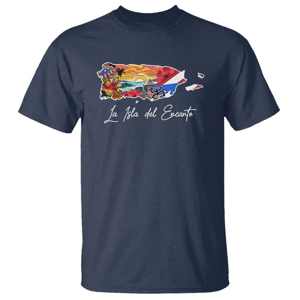 Puerto Rican T Shirt La Isla Del Encanto Puerto Rico TS09 Navy Print Your Wear