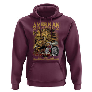 Motorcycle Rider Hoodie American Indian Legendary Retro Biker TS09 Maroon Print Your Wear