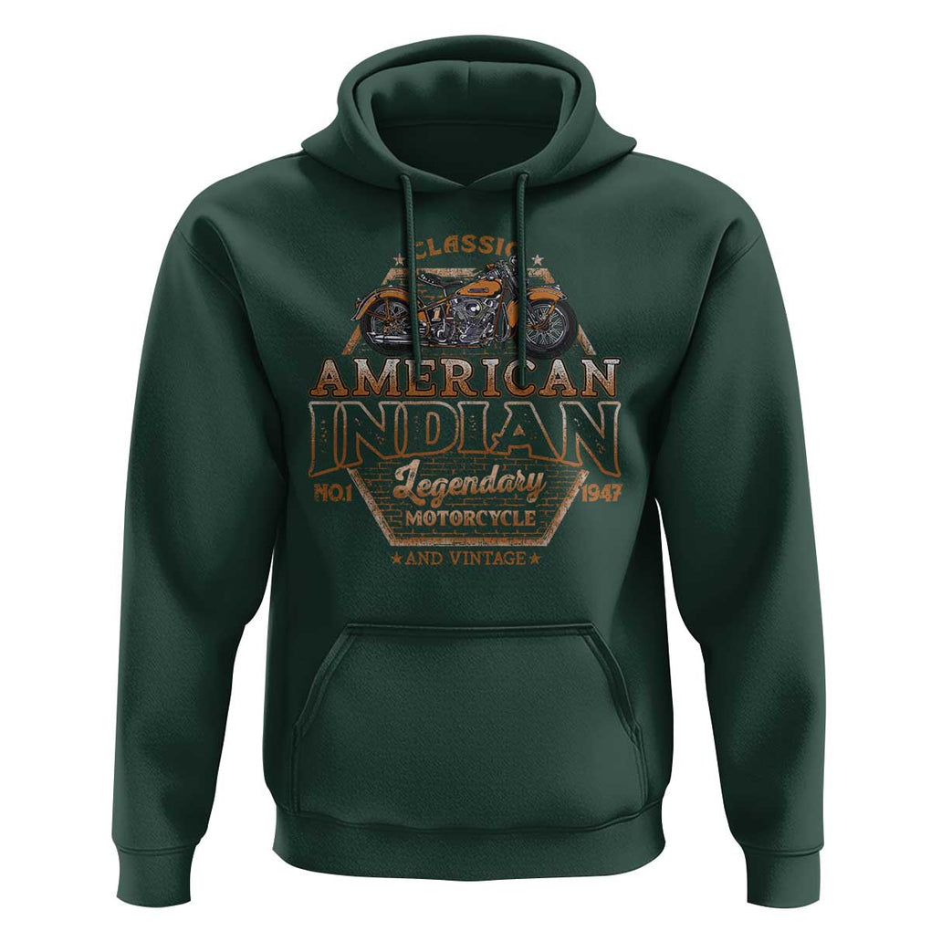 American Indian Legendary Retro Biker Motorcycle Rider Hoodie TS09 Dark Forest Green Print Your Wear