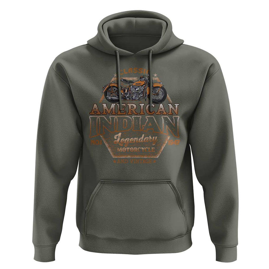 American Indian Legendary Retro Biker Motorcycle Rider Hoodie TS09 Military Green Print Your Wear