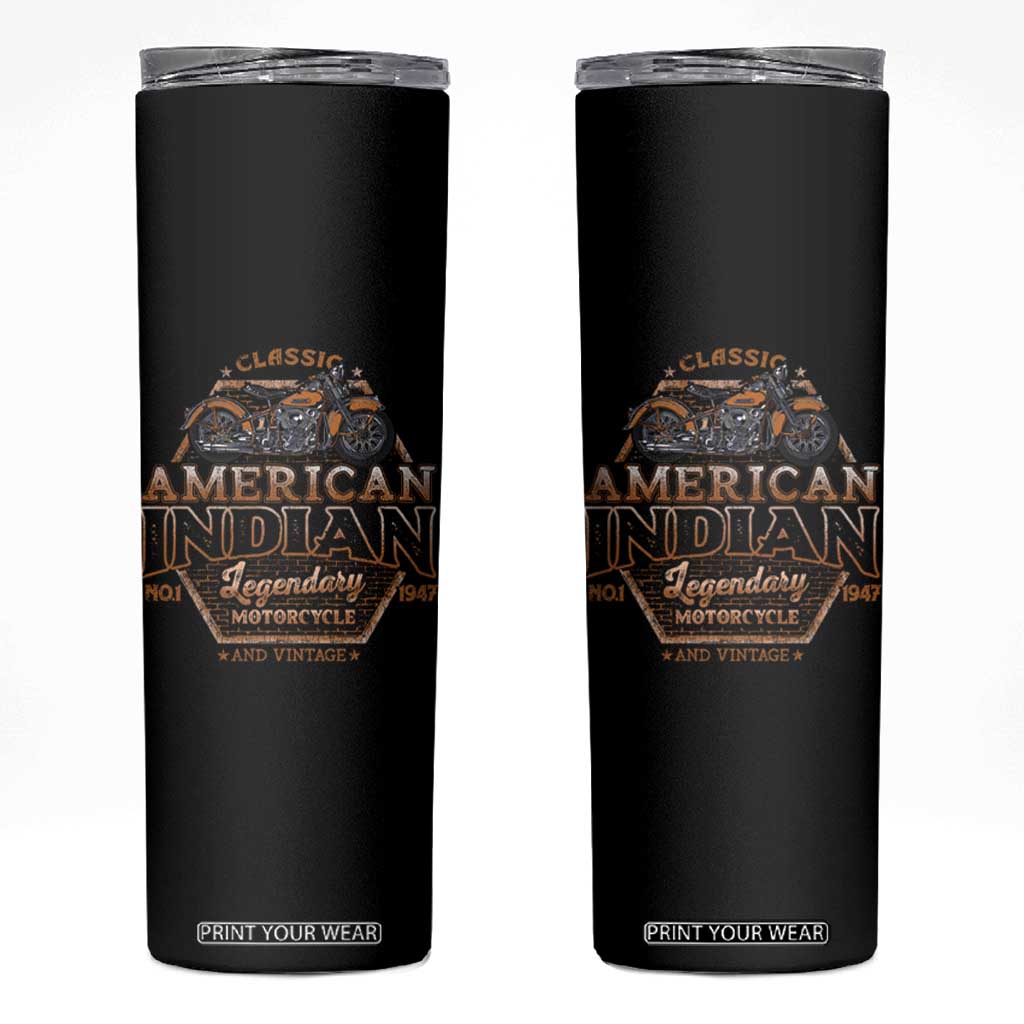 American Indian Legendary Retro Biker Motorcycle Rider Skinny Tumbler TS09 Black Print Your Wear