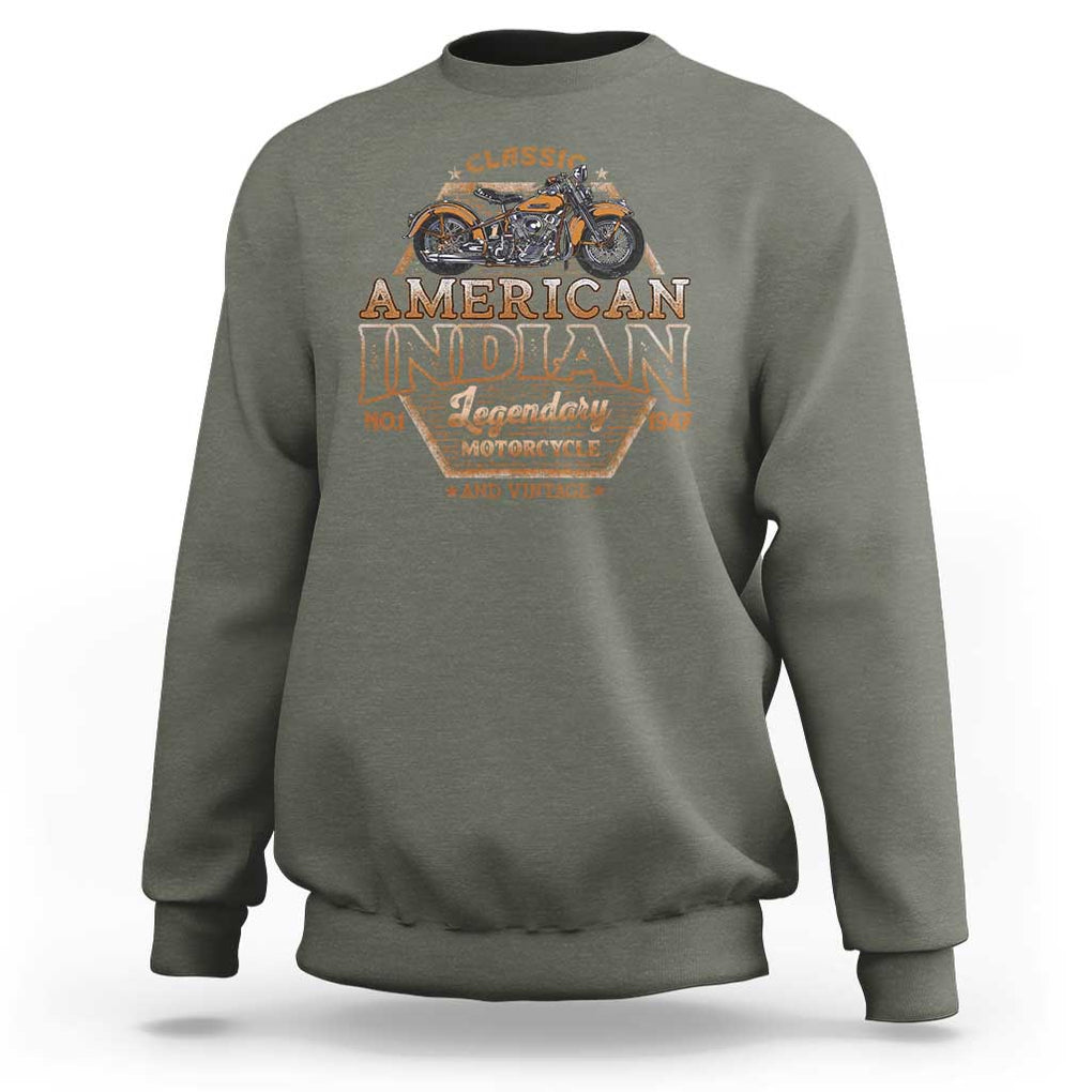 American Indian Legendary Retro Biker Motorcycle Rider Sweatshirt TS09 Military Green Print Your Wear