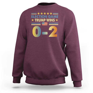 Funny Trump Election 2024 Game Sweatshirt Trump Wins 0.2 Retro American Flag TS09 Maroon Print Your Wear
