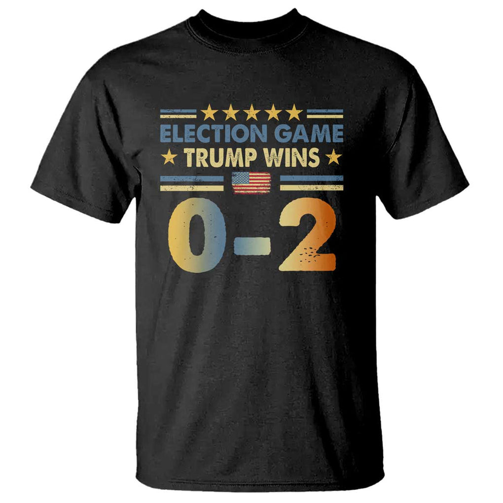 Funny Trump Election 2024 Game T Shirt Trump Wins 0.2 Retro American Flag TS09 Black Print Your Wear