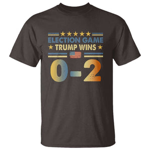 Funny Trump Election 2024 Game T Shirt Trump Wins 0.2 Retro American Flag TS09 Dark Chocolate Print Your Wear
