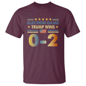 Funny Trump Election 2024 Game T Shirt Trump Wins 0.2 Retro American Flag TS09 Maroon Print Your Wear