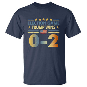 Funny Trump Election 2024 Game T Shirt Trump Wins 0.2 Retro American Flag TS09 Navy Print Your Wear