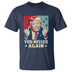 Funny Trump T Shirt You Missed Again Middle Finger Failed Assassination Attempt TS09 Navy Print Your Wear