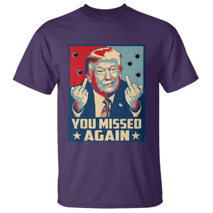 Funny Trump T Shirt You Missed Again Middle Finger Failed Assassination Attempt TS09 Purple Print Your Wear