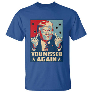 Funny Trump T Shirt You Missed Again Middle Finger Failed Assassination Attempt TS09 Royal Blue Print Your Wear