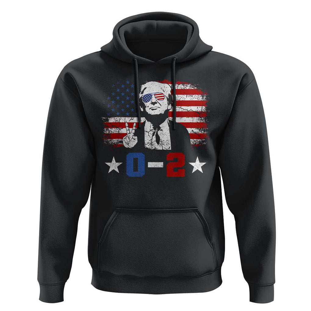 Funny Trump Failed Assassination Hoodie Trump Wins 0-2 American Flag TS09 Black Print Your Wear