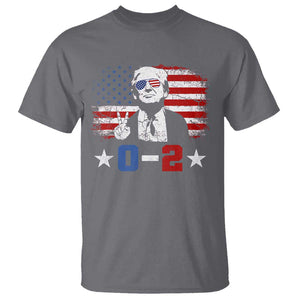 Funny Trump Failed Assassination T Shirt Trump Wins 0-2 American Flag TS09 Charcoal Print Your Wear