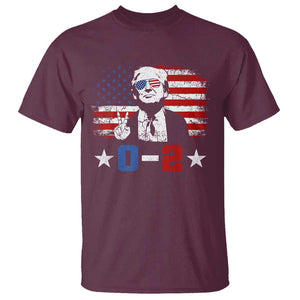 Funny Trump Failed Assassination T Shirt Trump Wins 0-2 American Flag TS09 Maroon Print Your Wear