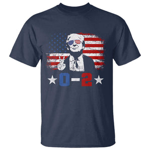 Funny Trump Failed Assassination T Shirt Trump Wins 0-2 American Flag TS09 Navy Print Your Wear