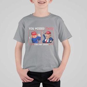 Funny Trump T Shirt For Kid You Missed Twice Failed Assassination Golf Raise Fist TS09 Sport Gray Print Your Wear
