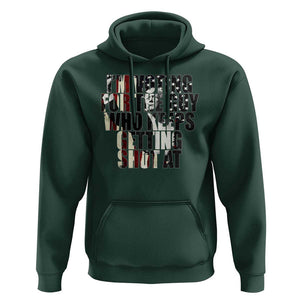Trump 2024 Hoodie Im Vote For The Guy Who Keeps Getting Shot At Failed Assassination TS09 Dark Forest Green Print Your Wear