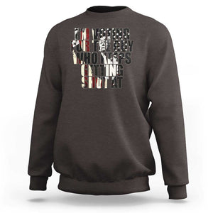 Trump 2024 Sweatshirt Im Vote For The Guy Who Keeps Getting Shot At Failed Assassination TS09 Dark Chocolate Print Your Wear