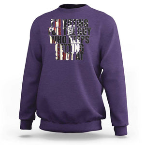 Trump 2024 Sweatshirt Im Vote For The Guy Who Keeps Getting Shot At Failed Assassination TS09 Purple Print Your Wear