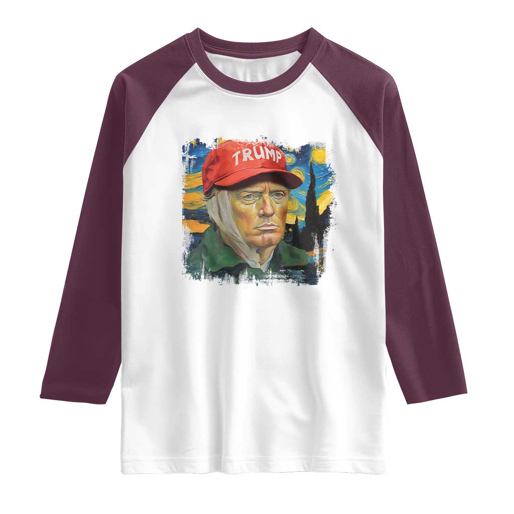 Funny Trump Raglan Shirt Every Era Has Its Own Van Gogh Starry Night TS09 White Maroon Print Your Wear