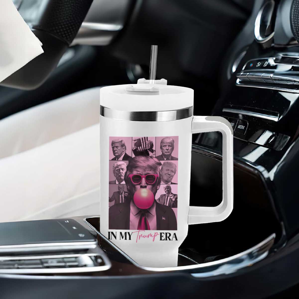 Trump Eras Tumbler With Handle Trump Pink Era Tour TS09 Print Your Wear