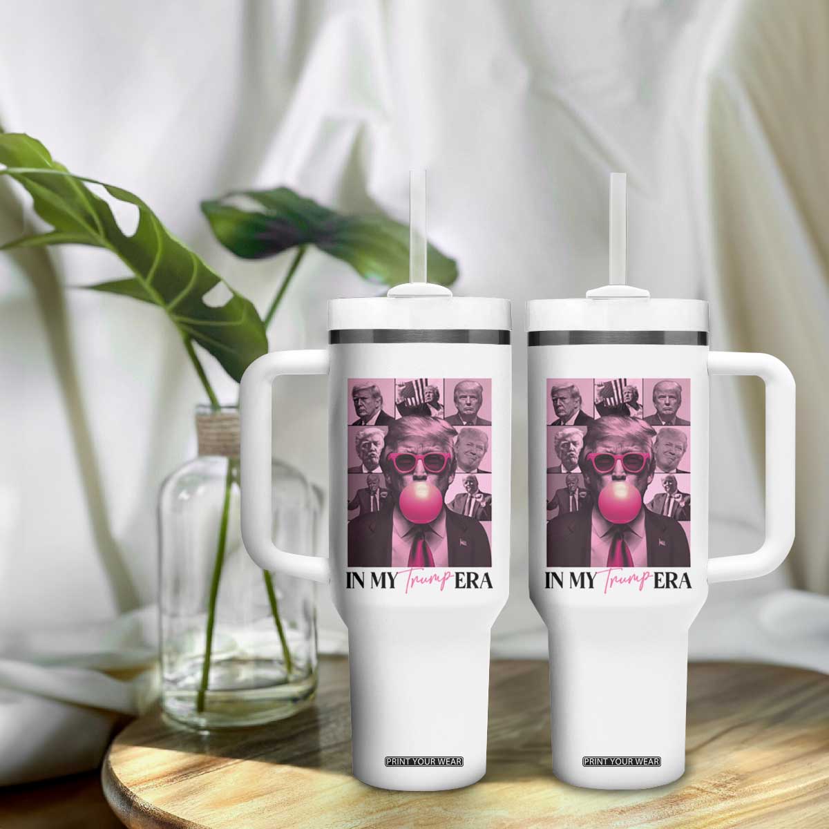 Trump Eras Tumbler With Handle Trump Pink Era Tour TS09 Print Your Wear