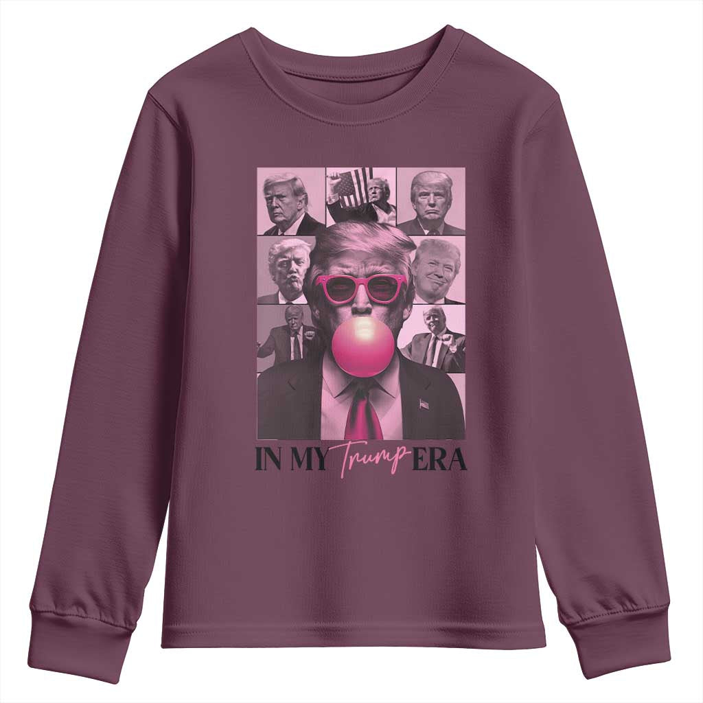 Trump Eras Youth Sweatshirt Trump Pink Era 2024 Tour TS09 Maroon Print Your Wear