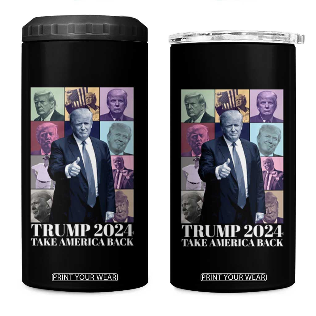 Trump Eras 4 in 1 Can Cooler Tumbler Take America Back President TS09 One Size: 16 oz Black Print Your Wear