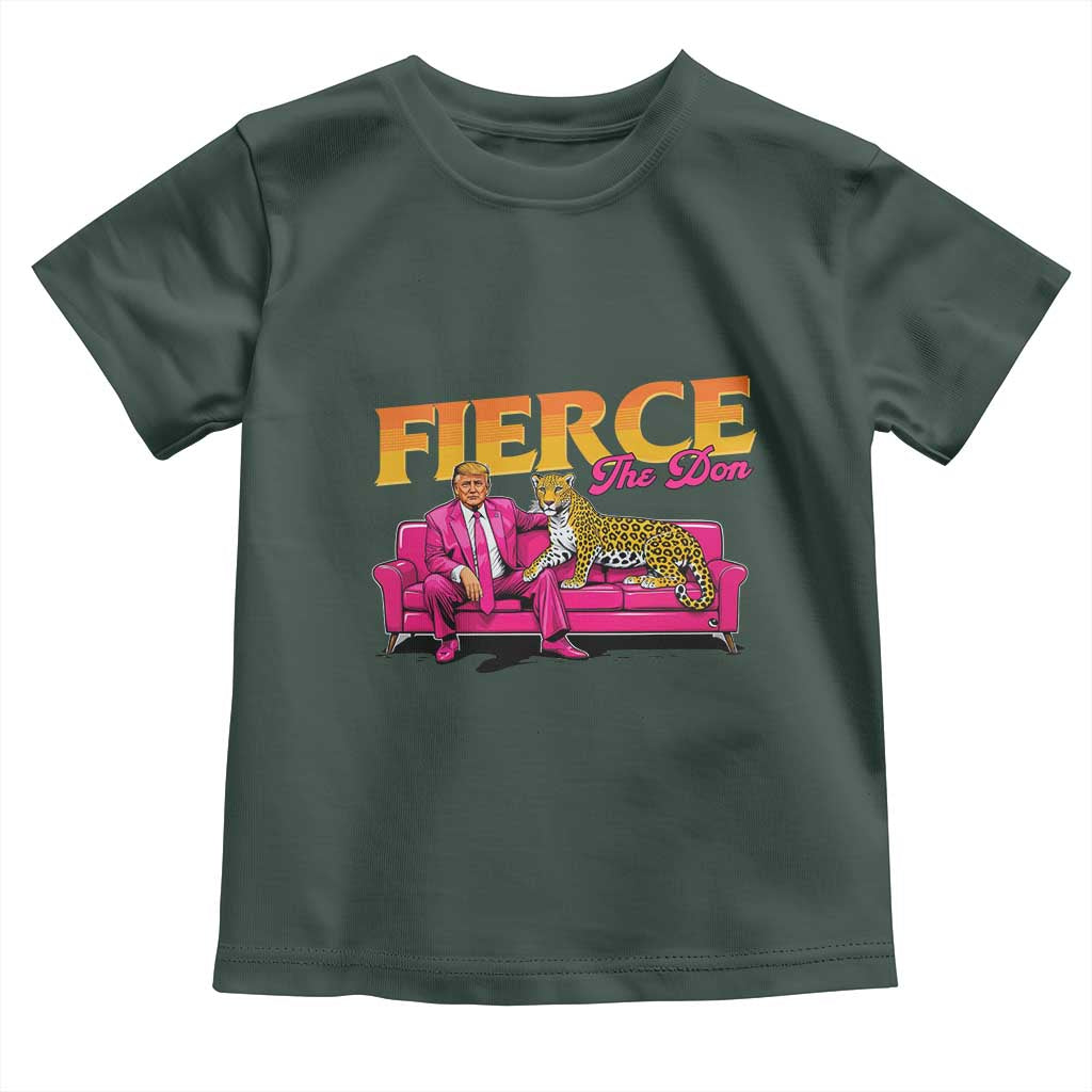 Trump 2024 Baby Shirt Fierce The Don Pink Trump Leopard TS09 Dark Forest Green Print Your Wear
