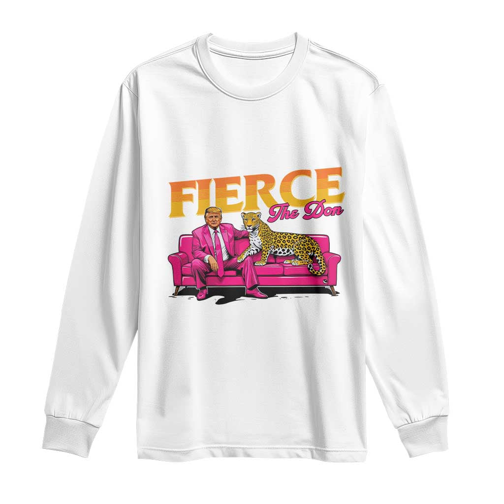 Trump 2024 Long Sleeve Shirt Fierce The Don Pink Trump Leopard TS09 White Print Your Wear