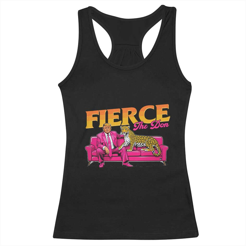 Trump 2024 Racerback Tank Top Fierce The Don Pink Trump Leopard TS09 Black Print Your Wear