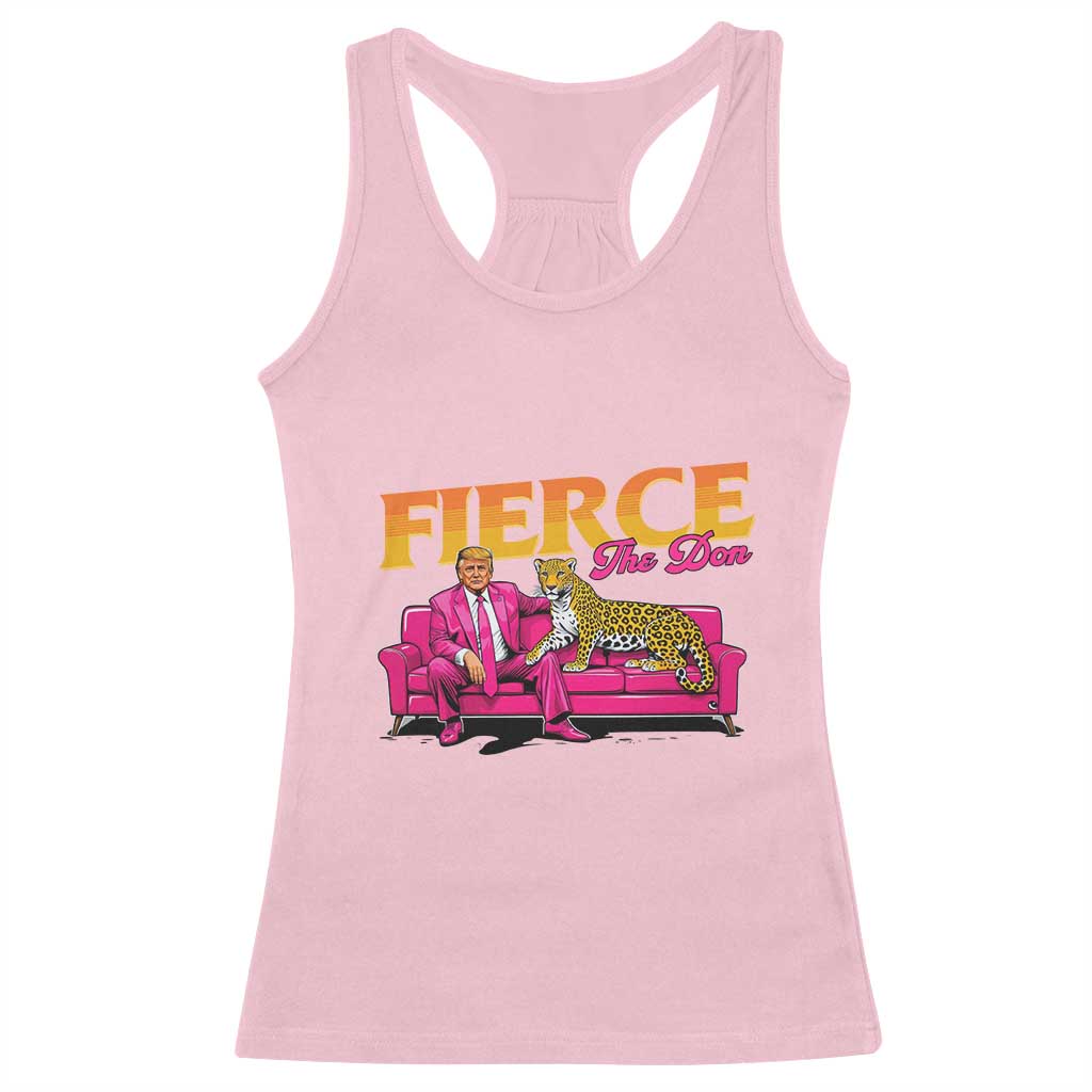Trump 2024 Racerback Tank Top Fierce The Don Pink Trump Leopard TS09 Light Pink Print Your Wear