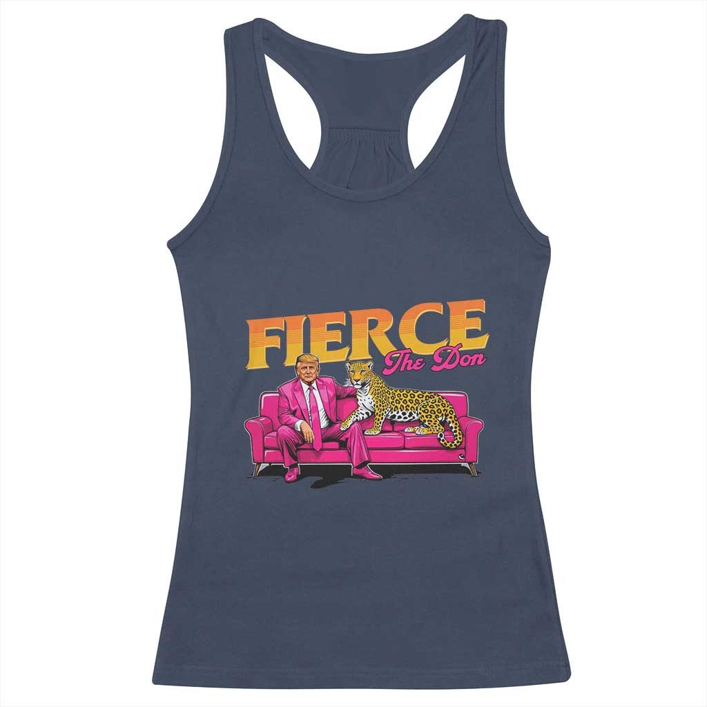 Trump 2024 Racerback Tank Top Fierce The Don Pink Trump Leopard TS09 Navy Print Your Wear