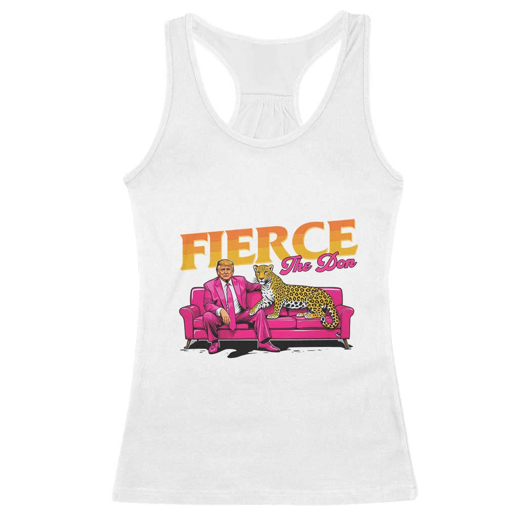 Trump 2024 Racerback Tank Top Fierce The Don Pink Trump Leopard TS09 White Print Your Wear