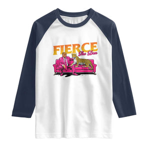 Trump 2024 Raglan Shirt Fierce The Don Pink Trump Leopard TS09 White Navy Print Your Wear